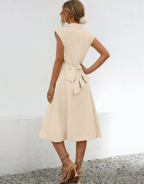 Load image into Gallery viewer, Button Up Cap Sleeve Midi Dress

