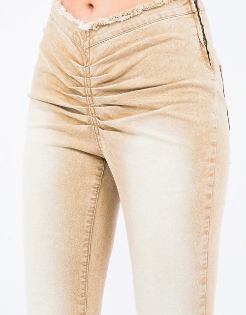 Load image into Gallery viewer, American Bazi V-Cut Ruched Flare Pants
