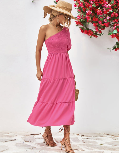 Load image into Gallery viewer, Smocked One-Shoulder Midi Dress
