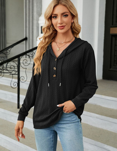 Load image into Gallery viewer, Cable-Knit Long Sleeve Hoodie
