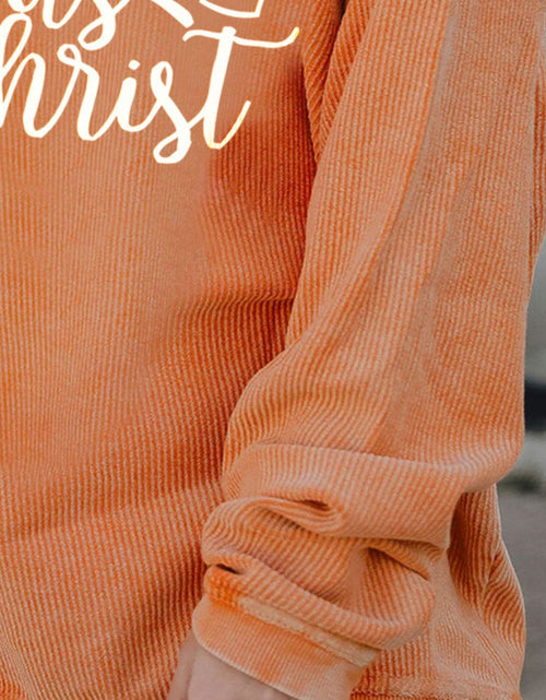 Load image into Gallery viewer, Letter Graphic Round Neck Long Sleeve Oversize Sweatshirt
