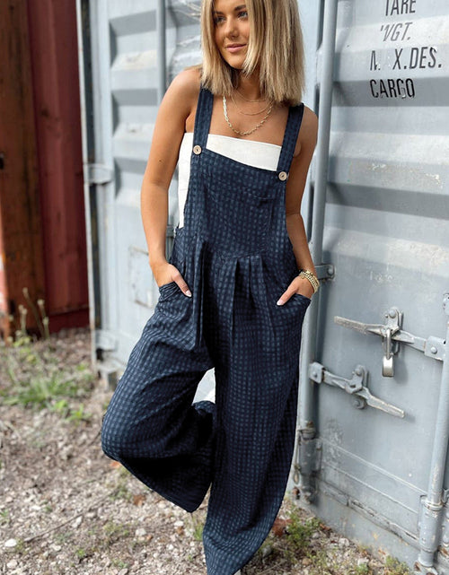 Load image into Gallery viewer, Plaid Wide Strap Wide Leg Overalls
