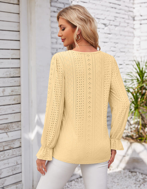 Load image into Gallery viewer, Applique V-Neck Flounce Sleeve T-Shirt
