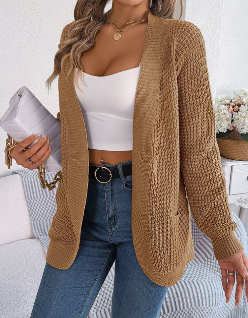 Load image into Gallery viewer, Open Front Long Sleeve Cardigan with Pockets
