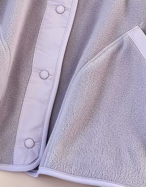 Load image into Gallery viewer, Double Take Snap Down Contrast Fleece Jacket with Pockets
