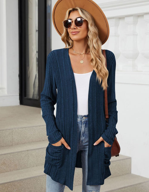 Load image into Gallery viewer, Pocketed Open Front Long Sleeve Cardigan
