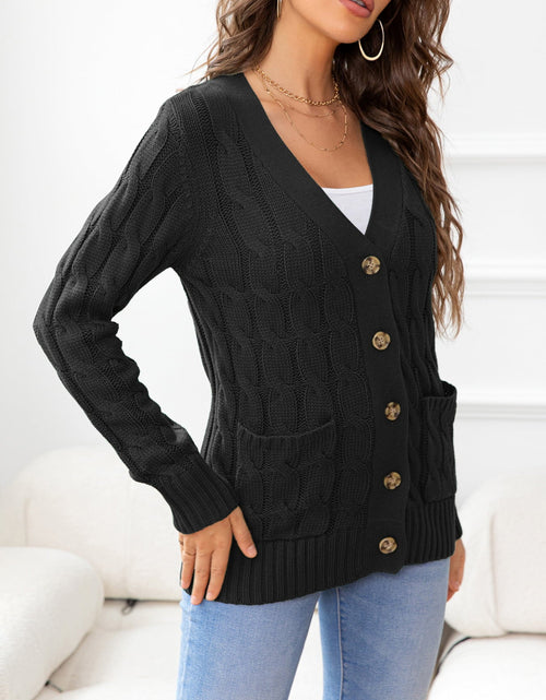 Load image into Gallery viewer, Button Down Cable-Knit Cardigan
