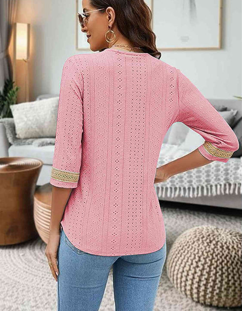 Load image into Gallery viewer, V-Neck Eyelet Blouse
