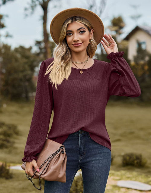 Load image into Gallery viewer, Round Neck Puff Sleeve Blouse

