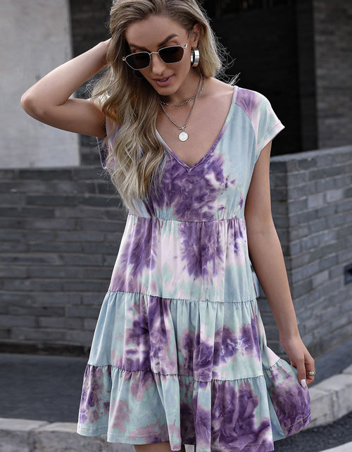 Load image into Gallery viewer, Ivy Lane Tie-Dye Ruffle Hem Dress
