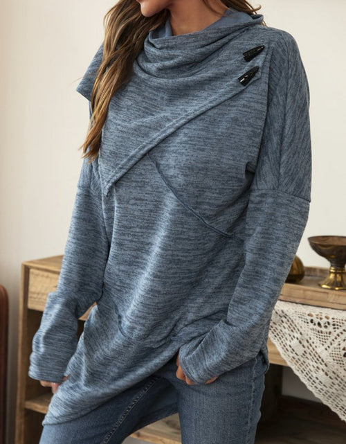 Load image into Gallery viewer, Asymmetrical Hem Cowl Neck Long Sleeve T-Shirt
