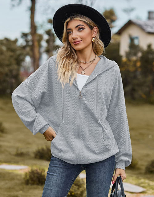 Load image into Gallery viewer, Cable-Knit Long Sleeve Hooded Jacket
