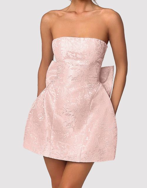 Load image into Gallery viewer, Lace-Up Sleeveless Satin Mini Dress with Bow
