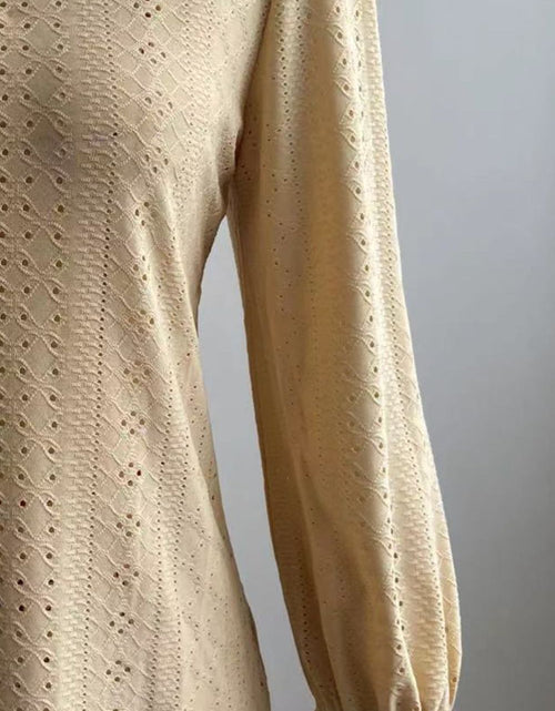 Load image into Gallery viewer, Eyelet V-Neck Flounce Sleeve Blouse
