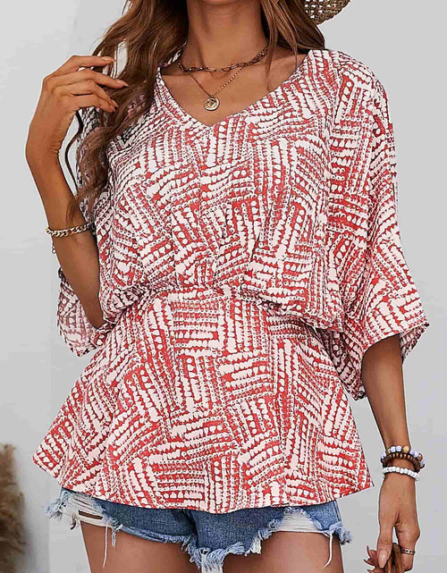 Load image into Gallery viewer, Printed V-Neck Dolman Sleeve Blouse
