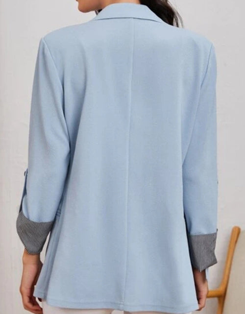 Load image into Gallery viewer, Lapel Collar Roll-Tab Sleeve Blazer
