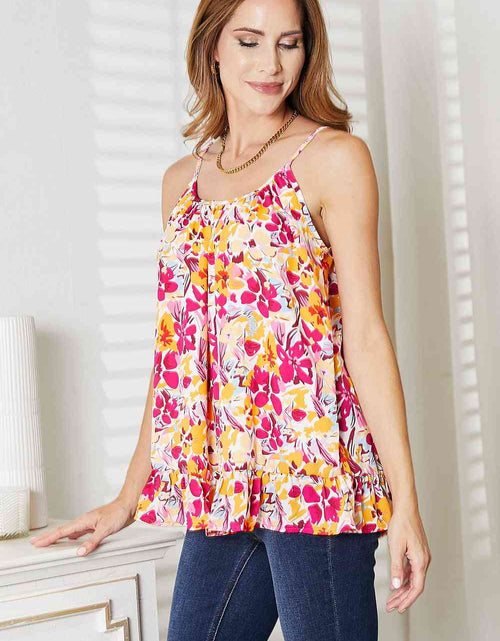 Load image into Gallery viewer, Double Take Floral Scoop Neck Ruffle Hem Cami
