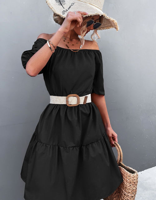 Load image into Gallery viewer, Square Neck Short Sleeve Mini Dress
