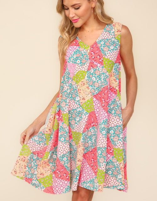 Load image into Gallery viewer, Haptics Full Size Babydoll Floral Patchwork Dress with Side Pockets

