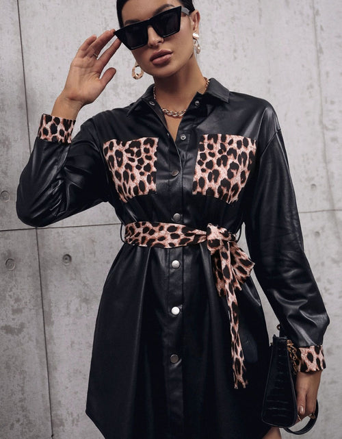 Load image into Gallery viewer, Ivy Lane Tied Leopard Snap Down Trench Coat
