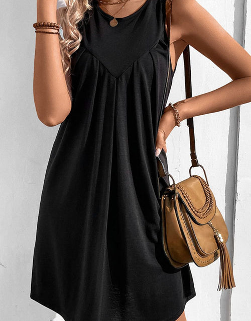 Load image into Gallery viewer, Perfee Round Neck Sleeveless Mini Dress
