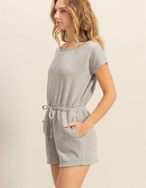 Load image into Gallery viewer, HYFVE Round Neck Short Sleeve Drawstring Waist Romper
