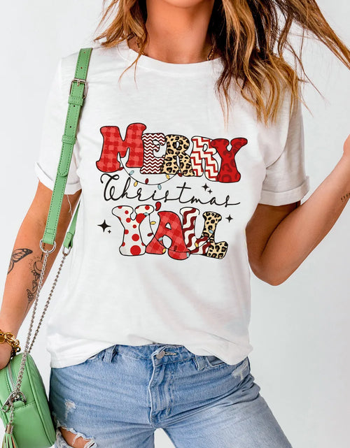 Load image into Gallery viewer, Letter Graphic Round Neck Short Sleeve T-Shirt

