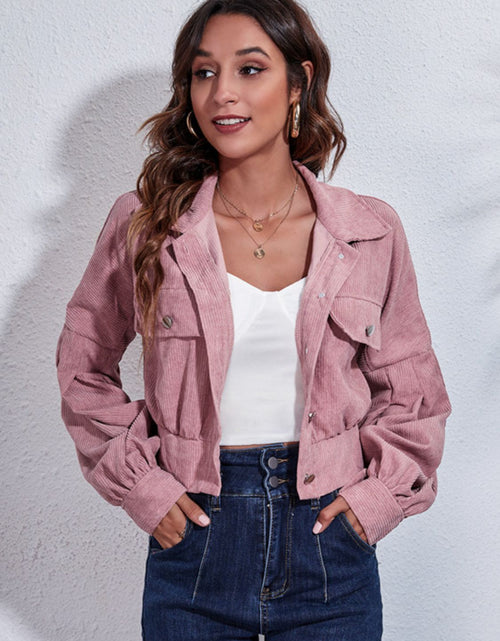 Load image into Gallery viewer, Button Down Collared Neck Cropped Jacket
