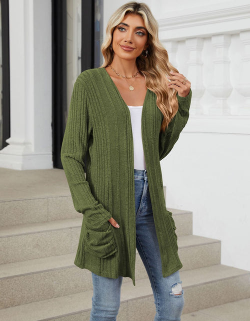 Load image into Gallery viewer, Pocketed Open Front Long Sleeve Cardigan
