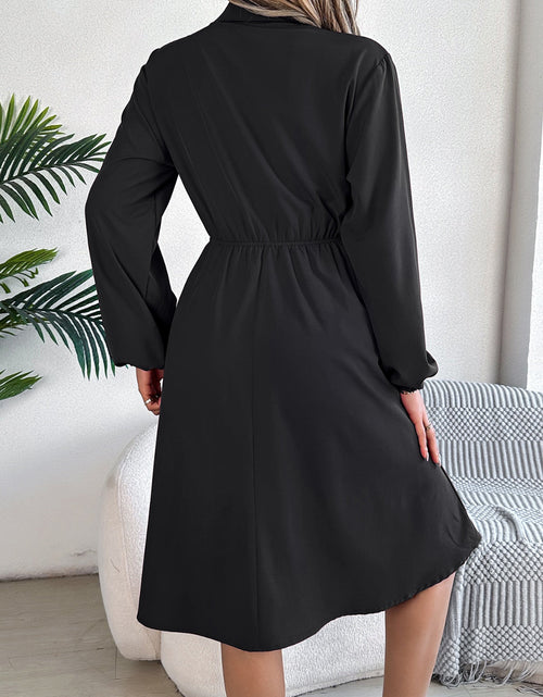 Load image into Gallery viewer, Collared Neck Long Sleeve Dress with Pockets
