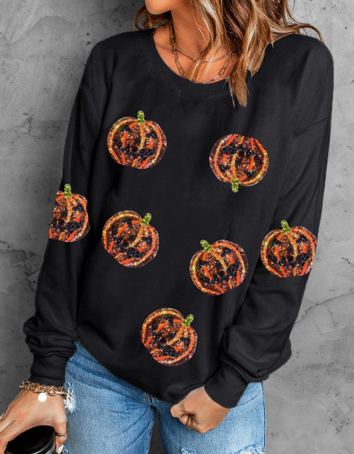 Load image into Gallery viewer, Pumpkin Dropped Shoulder Sweatshirt
