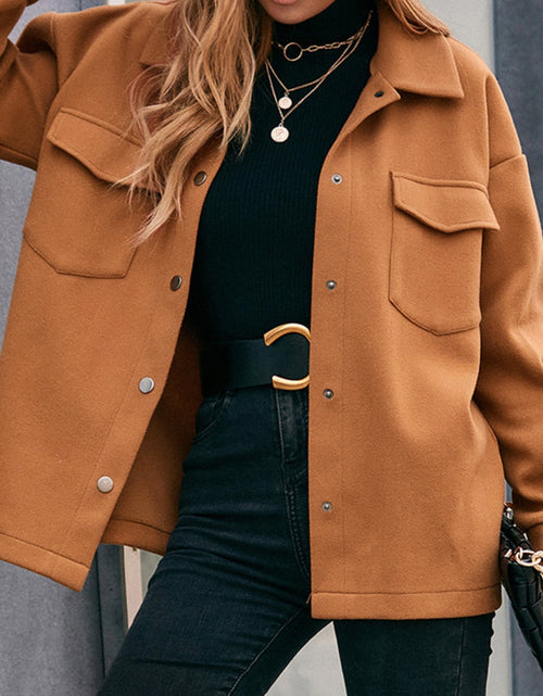 Load image into Gallery viewer, Ivy Lane Pocketed Snap Down Dropped Shoulder Jacket
