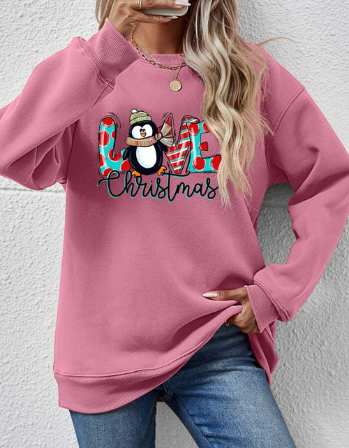 Load image into Gallery viewer, LIVE CHRISTMAS Drop Shoulder Round Neck Sweatshirt
