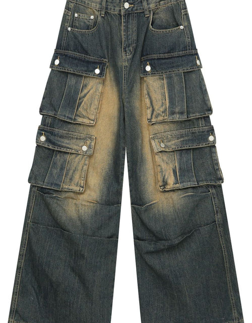 Load image into Gallery viewer, High Waist Jeans with Cargo Pockets
