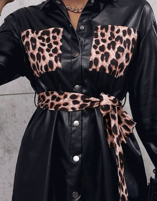 Load image into Gallery viewer, Ivy Lane Tied Leopard Snap Down Trench Coat
