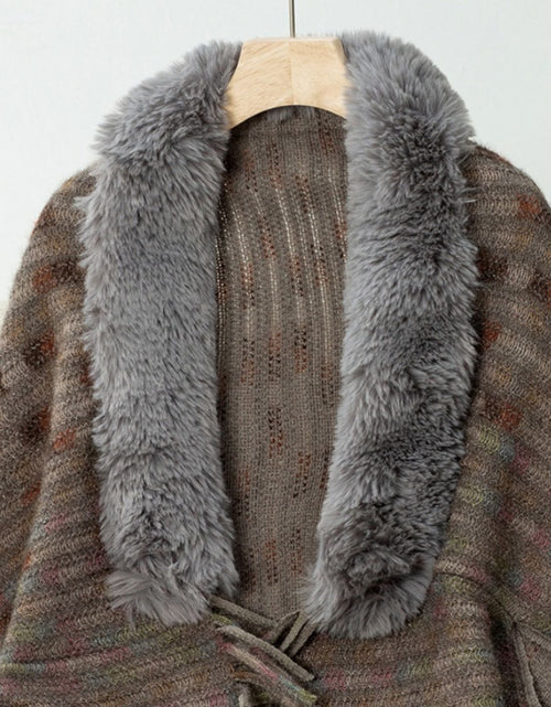 Load image into Gallery viewer, Fringe Fuzzy Open Front Poncho
