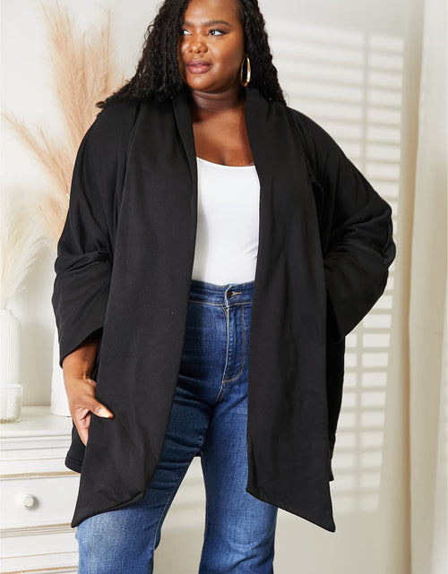 Load image into Gallery viewer, HEYSON Full Size Open Front Cardigan with Scarf Design
