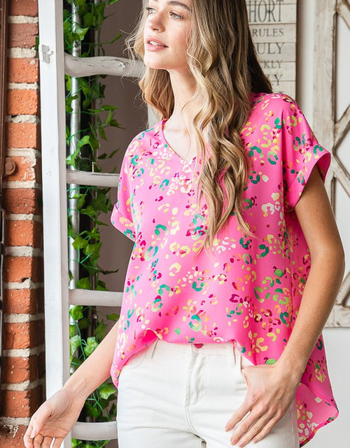 Load image into Gallery viewer, Heimish Full Size Animal print V-Neck Short Sleeve T-Shirt Plus Size
