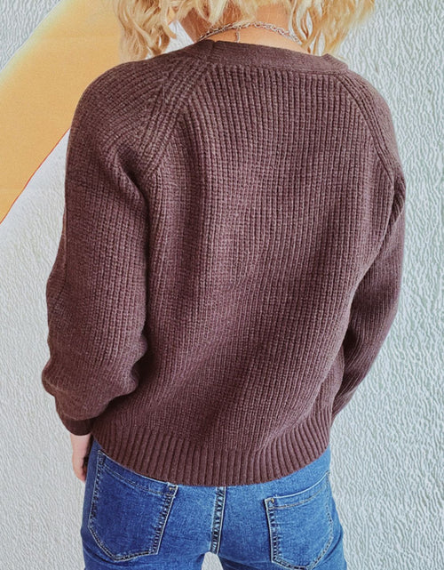 Load image into Gallery viewer, Cable-Knit V-Neck Button Down Long Sleeve Cardigan
