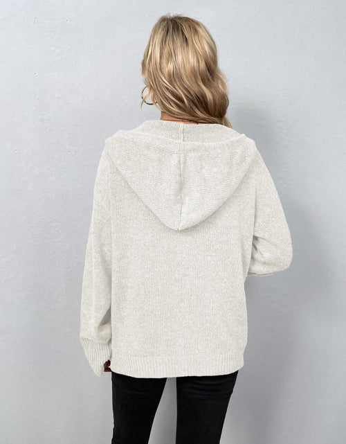 Load image into Gallery viewer, Button-Down Long Sleeve Hooded Sweater
