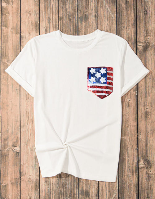 Load image into Gallery viewer, US Flag Round Neck Short Sleeve T-Shirt
