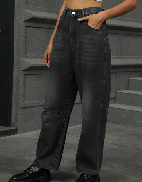 Load image into Gallery viewer, Half Elastic Waist Straight Leg Jeans
