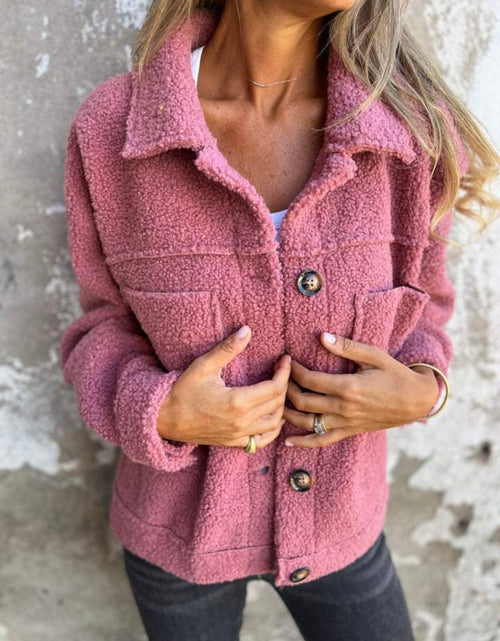 Load image into Gallery viewer, Full Size Fuzzy Button Up Drop Shoulder Jacket
