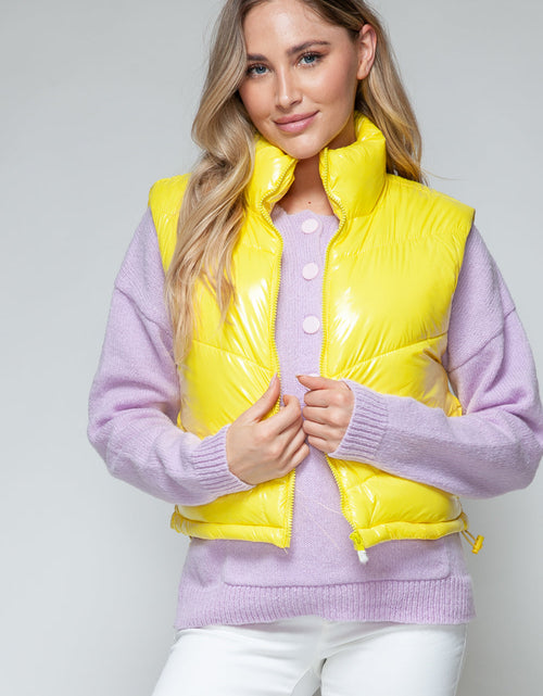 Load image into Gallery viewer, Snobbish Zip Up Turtleneck Shiny Quilted Vest
