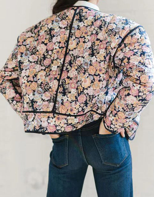 Load image into Gallery viewer, Floral Button Up Long Sleeve Winter Coat
