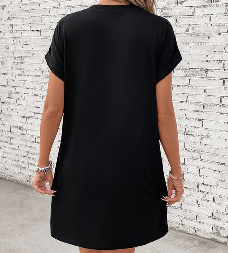 Letter Graphic Short Sleeve Mini Tee Dress