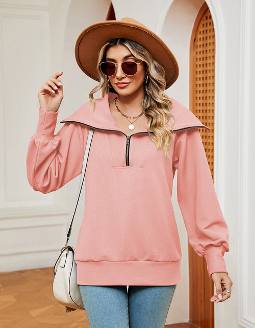 Load image into Gallery viewer, Half-Zip Collared Sweatshirt
