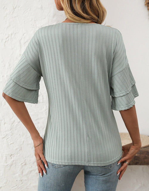 Load image into Gallery viewer, Mandy V-Neck Ruffle Half Sleeve Top
