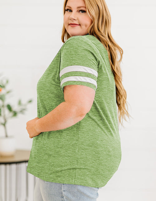 Load image into Gallery viewer, Plus Size Striped V-Neck Tee Shirt
