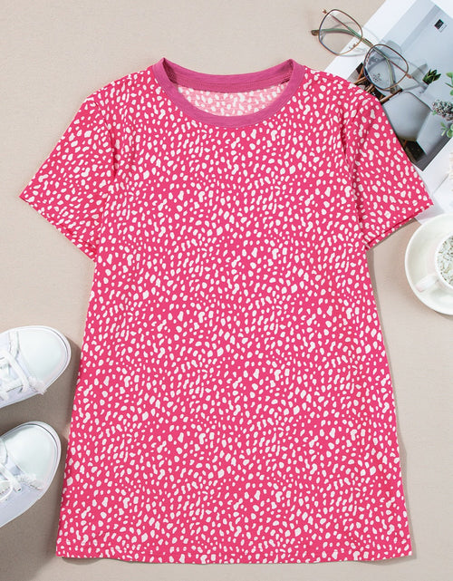 Load image into Gallery viewer, Animal Print Round Neck Short Sleeve T-Shirt
